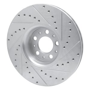 Volvo XC90 Brake Rotor (1) - Front Left - R1 Concepts - Drilled & Slotted - Silver - `03-`14